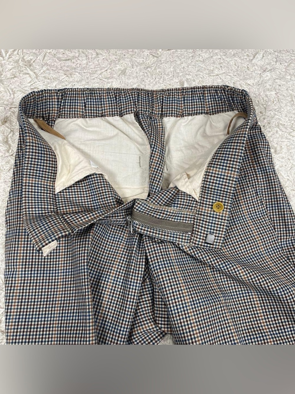 45R Check Pattern Wool Slacks Pants - Picture 5 of 15